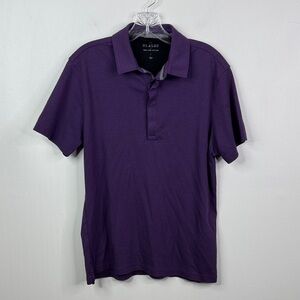 01.Algo Slim Fit Purple Pima Cotton Polo Shirt Men’s Large Deep Plum Luxury